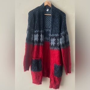 Kerisma Red and Black Women's Cardigan blend mohair 503